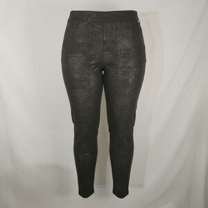 Calvin Klein Power Stretch Metallic Leggings Plus Size 1X Black Foil Texture